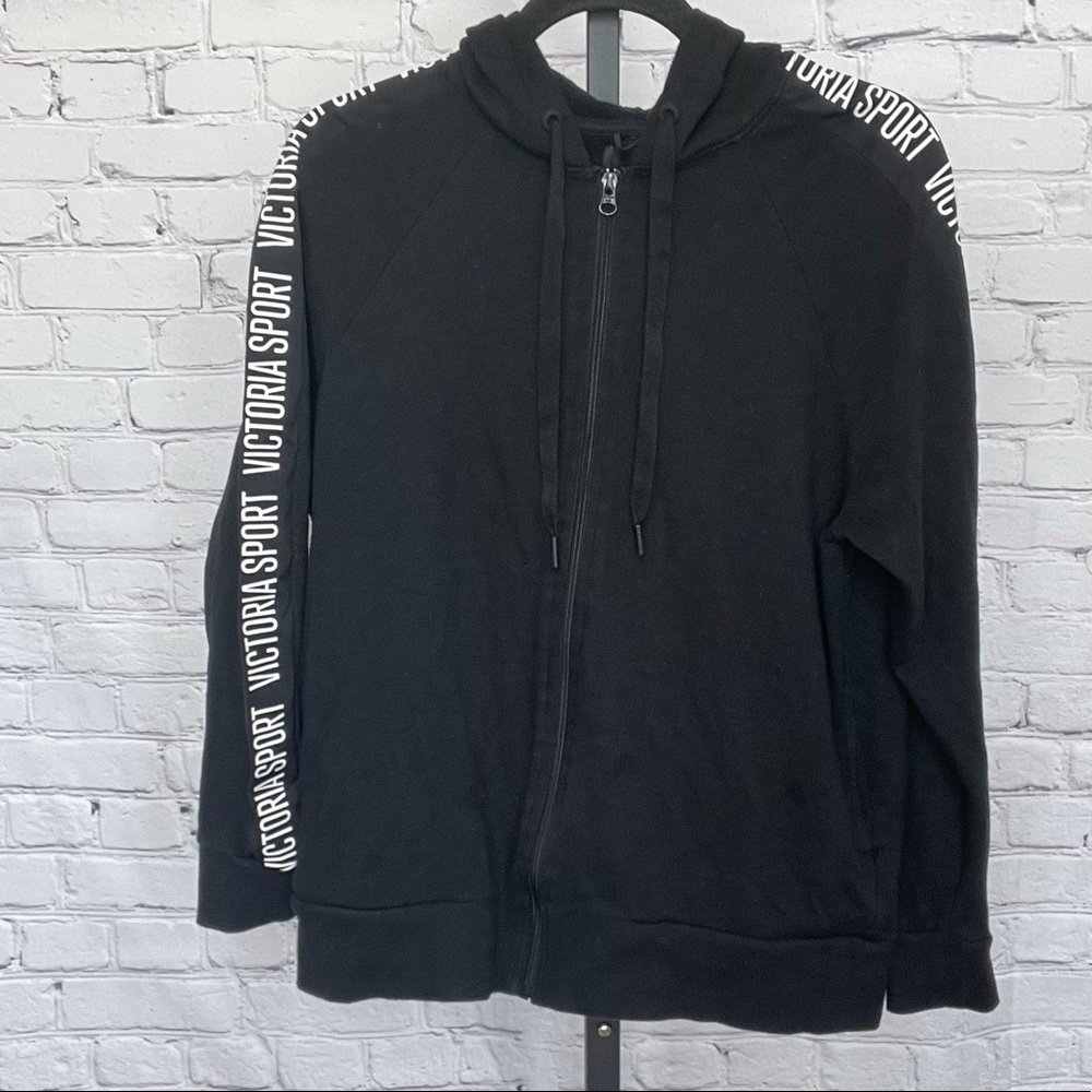 Victoria's Sport Black Full Zip Hoodie Printed